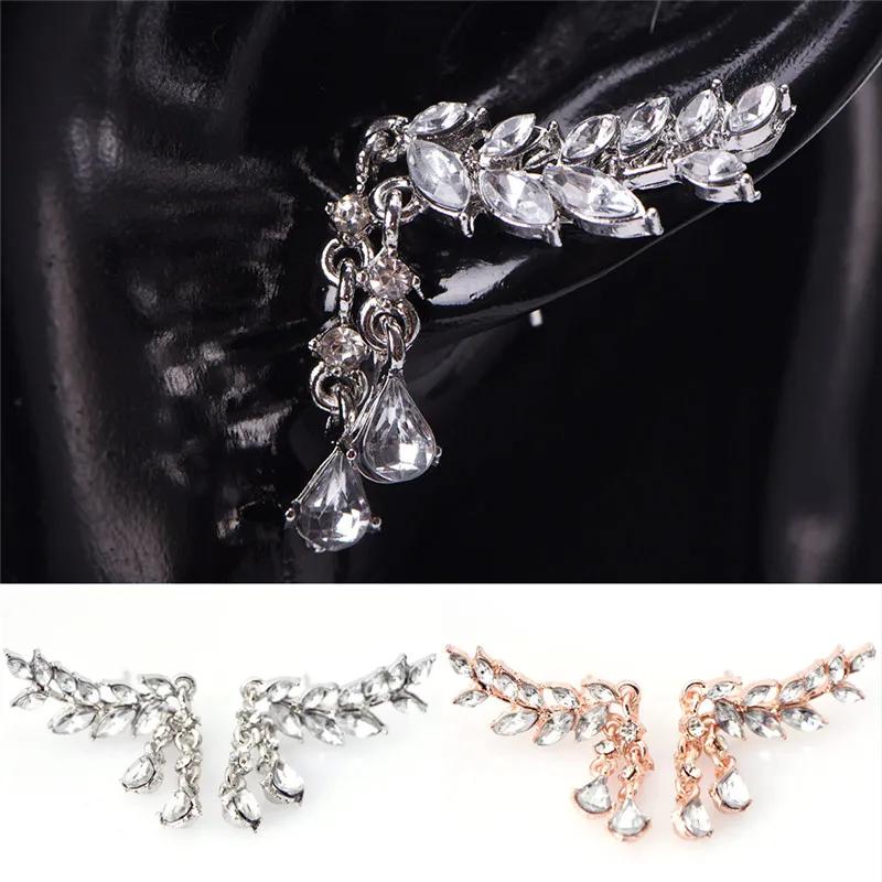 2017 длинные серьги с кристаллами в виде крыльев Ангела белые/розовые Висячие для