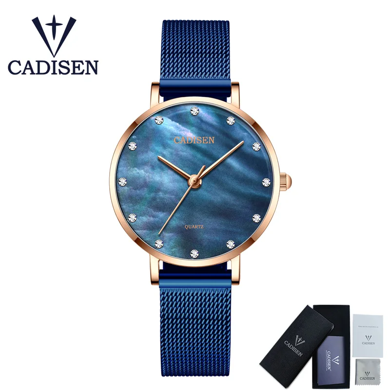 Blue CADISEN женские часы высокое качество кварцевые женские часы известный роскошный бренд модные женские часы для женщин Reloj Mujer - Цвет: Blue