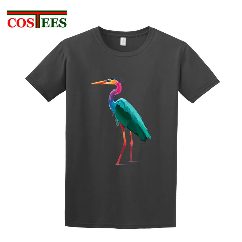 Винтажная Футболка Technicolor Rainbow Heron Spirit Мужская футболка с милым животным принтом