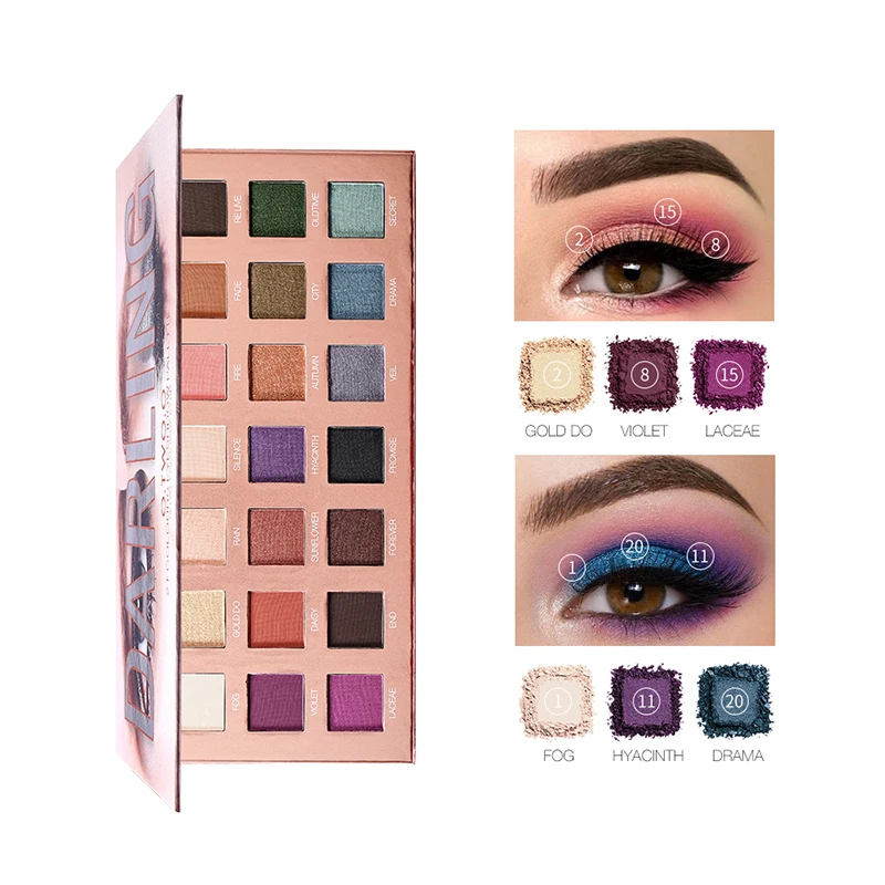 Палитра теней для век 21 цвет матовые мерцающие высокопигментированные тени