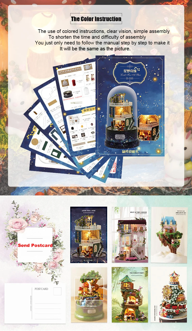 Новая мебель кукольный дом деревянный миниатюрный DIY кукольный домик набор мебели сборный поворотный музыкальный ящик кукольные домашние игрушки для детей B30