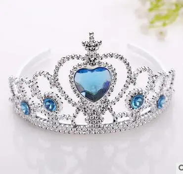 

10pcs/lot cute romantic style children crystal rhinestone crown kid plastic heart tiaras 6colors