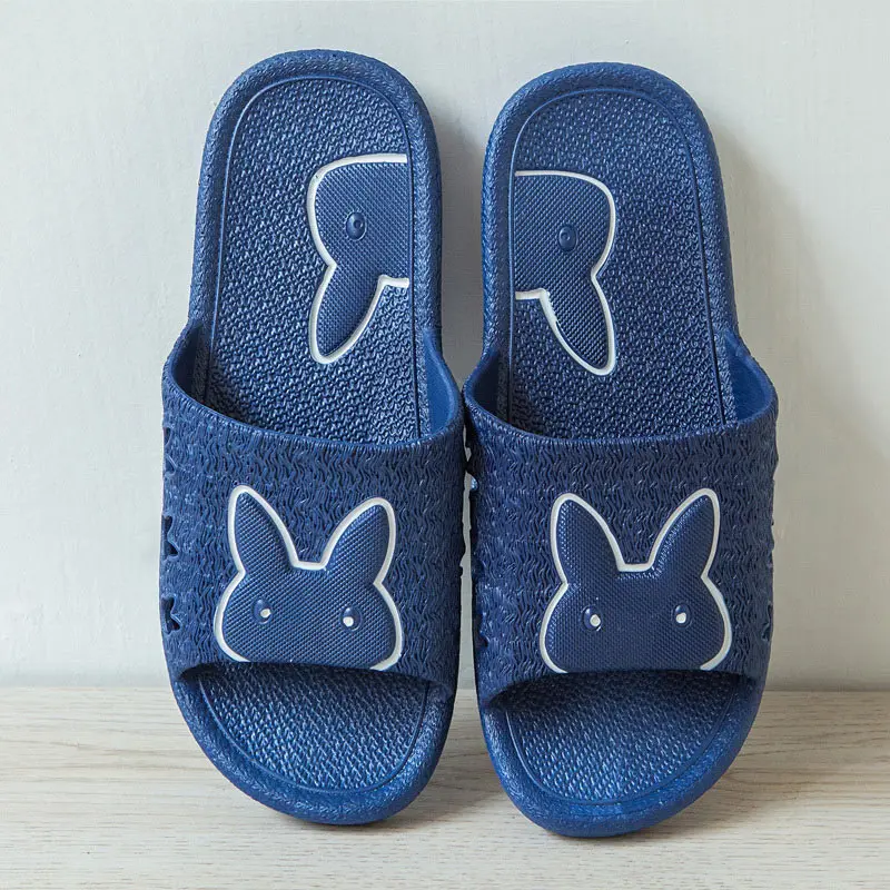 1 dark blue Летние мужские и женские тапочки для влюбленных; Домашние шлепанцы; женские вьетнамки из мягкого ПВХ с вырезами; домашняя обувь для ванной - Цвет: 1 dark blue