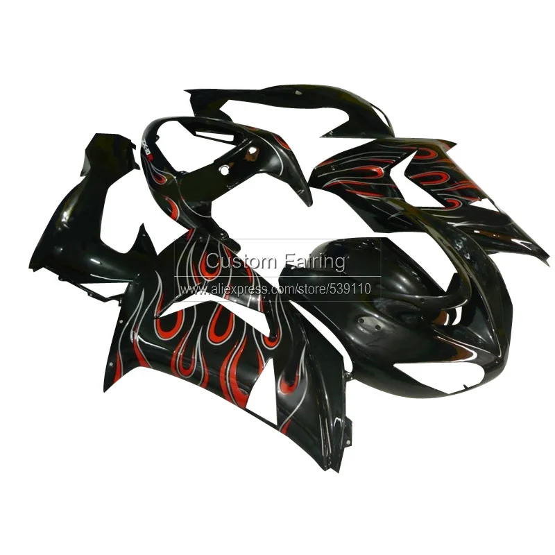 Комплекты кузова для Kawasaki ZX10R zx 10r 2007 2006 Ninja red Flame black 07 06 Обтекатели TP29 | Автомобили