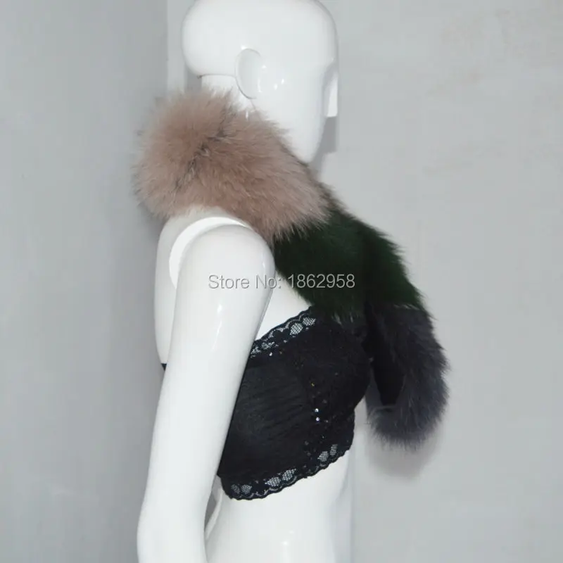 China Post Free Shipping SJ083 New Arrival 2019 Cheap Price Combined Color Pull Through Top Quality Real Fox Fur Scarf |