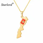 Ожерелье с изображением марокканской карты, золотые украшения для мужчин и женщин из БразилииИспанииМароккоСицилииКамеронаПольшиИталии Maroc P3423