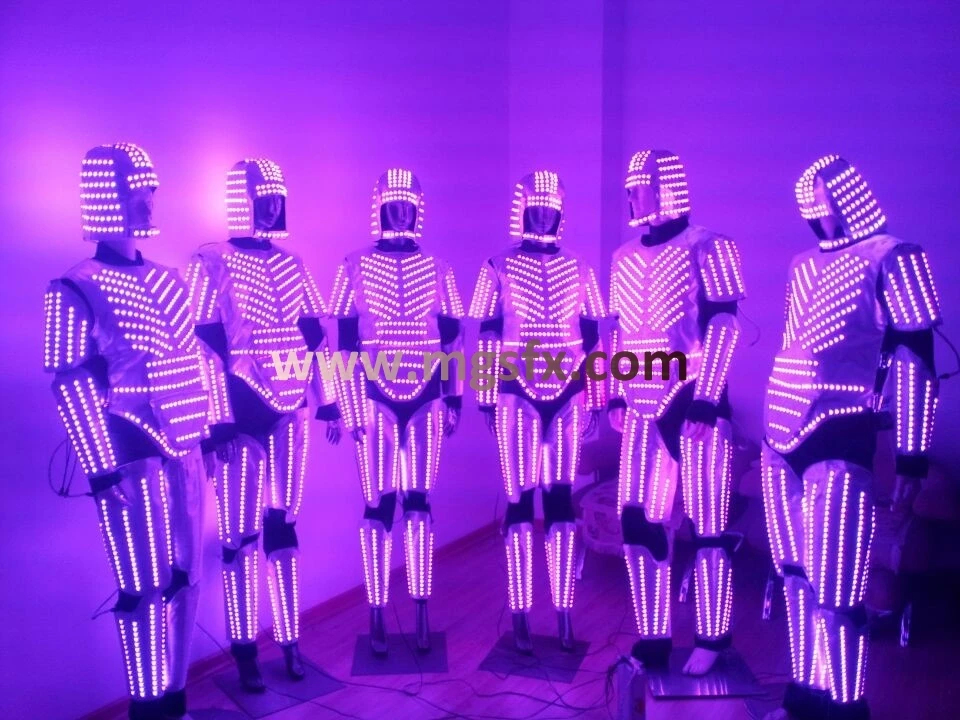 Танцевальный Костюм Робота RGB светодиодные костюмы светильник вая одежда для