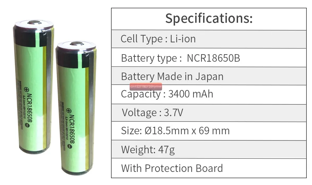 Новый защищенный оригинальный Panasonic 18650 NCR18650B 3 7 V 3400mAh литий ионная аккумуляторная