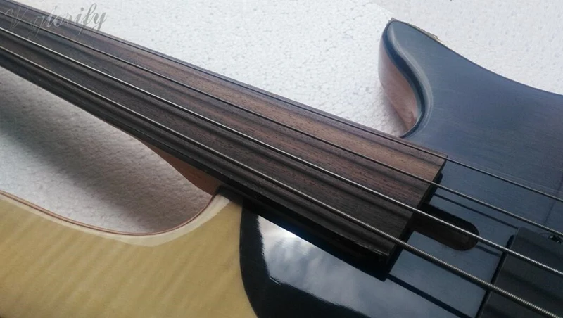 Пламя клен смесь с палисандр тела Foderaa активный 4 струны fretless бас гитара|guitar