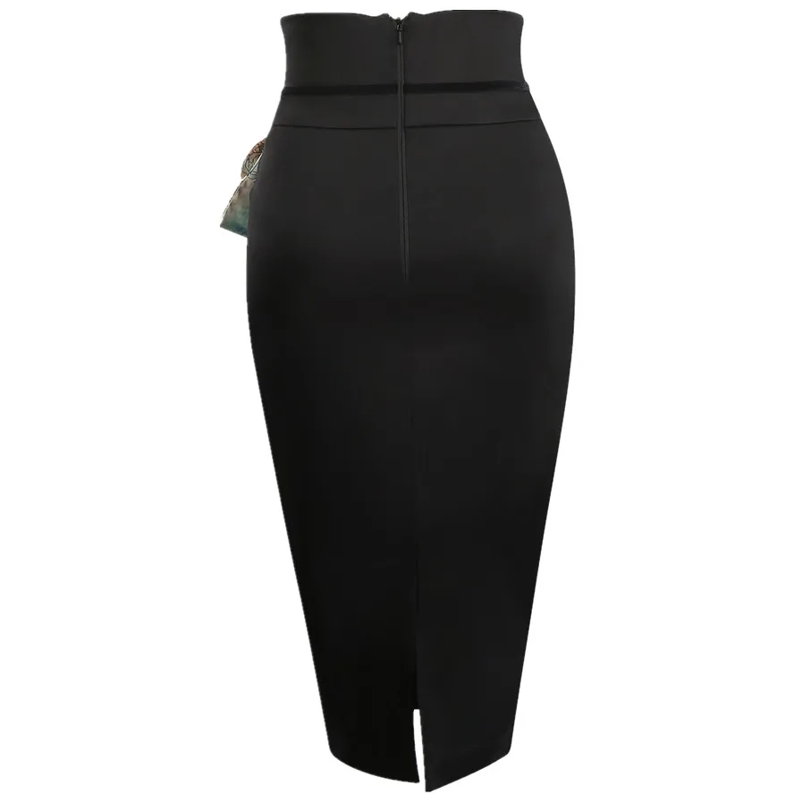 Женская винтажная юбка карандаш средней длины с цветочным принтом|pencil skirt|plus