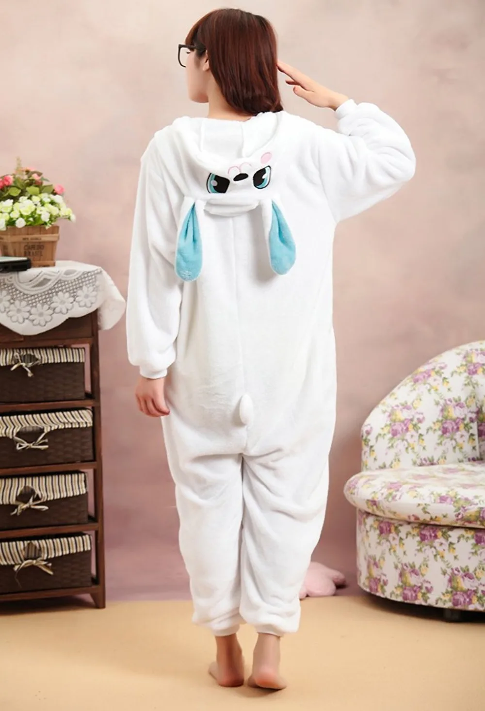 Кролик Onesie пижамы Домашняя одежда Lounge носят Косплэй костюм kugurumi onsie для Хэллоуина