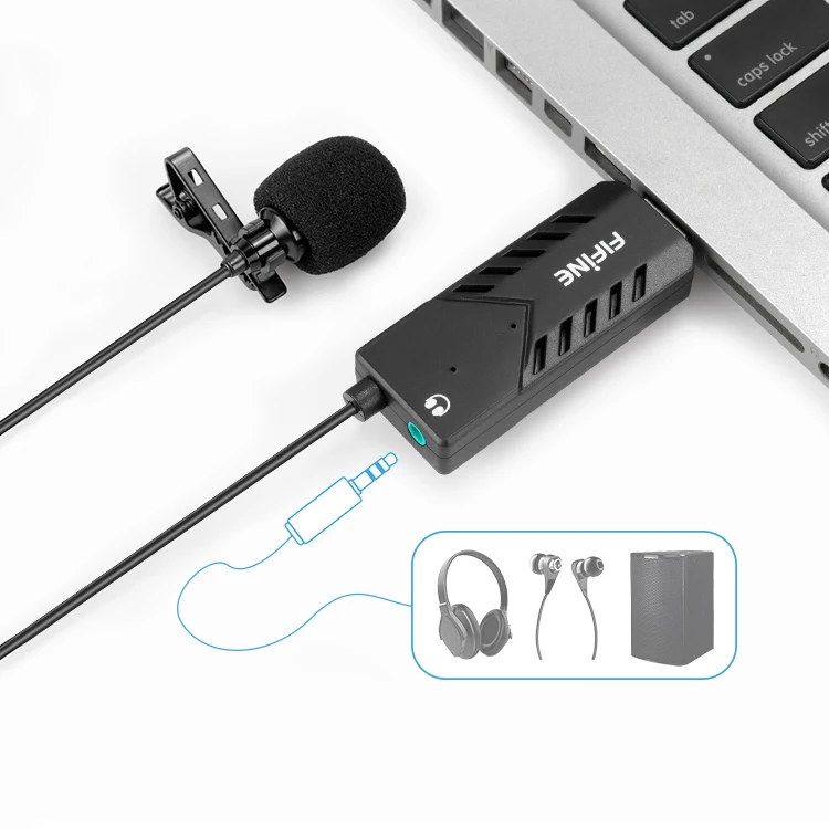 fifine lavalier clip on cardioid condenser computer mic plug and play usb microphone with sound card for pc and mac k053 free global shipping
