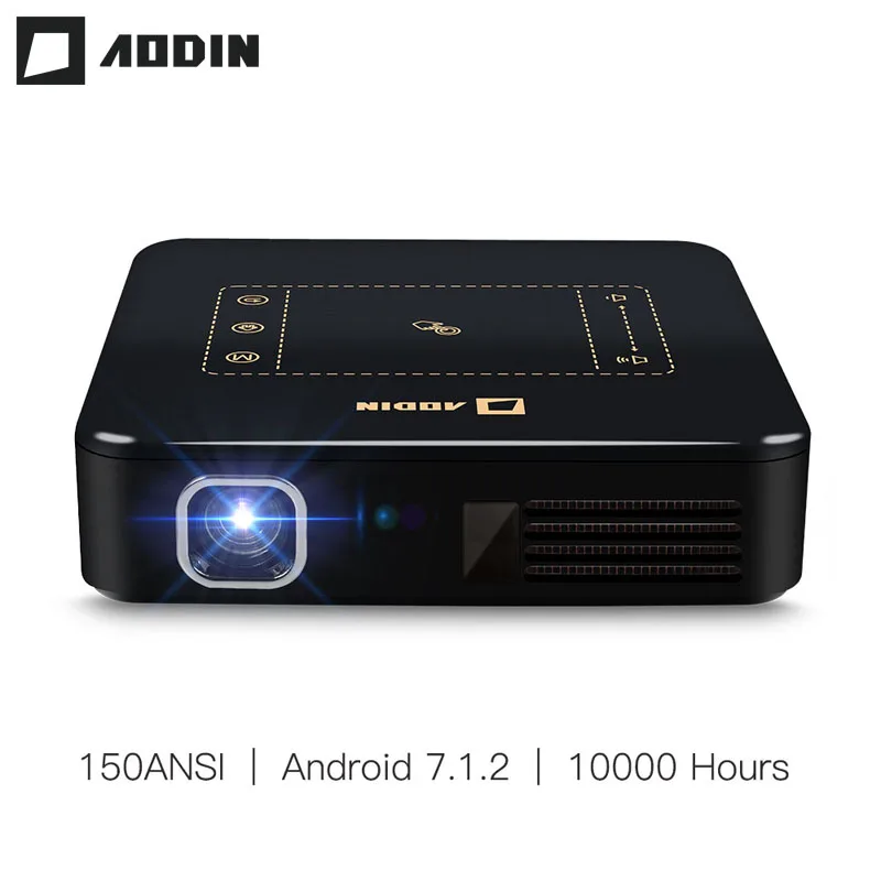 AODIN Android 7 1 карманный мини проектор D13 4K Smart TouchPad Pico DLP портативный светодиодный wi fi