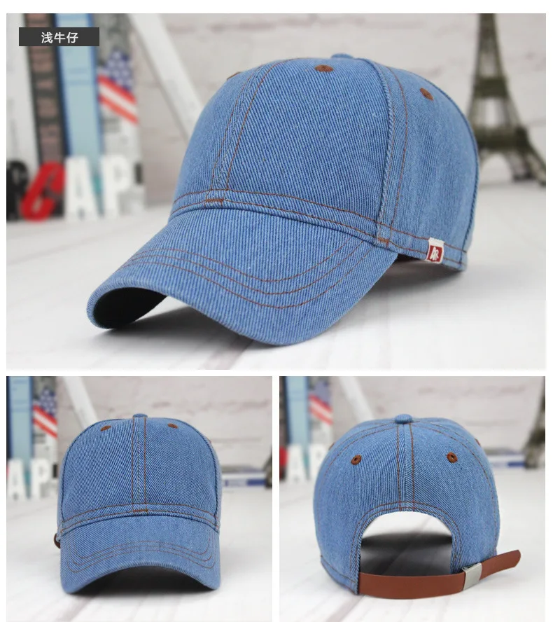 BQacces новые модные однотонные 100% хлопок деним strapback бейсбольная кепка для мужчин и