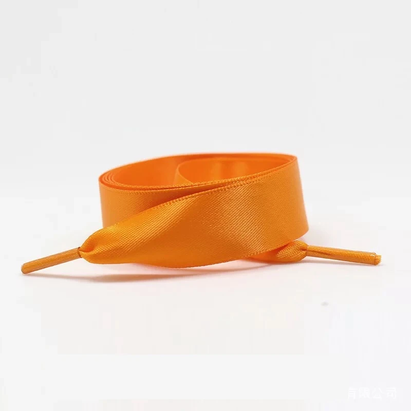 Orange Новые шнурки из атласной шелковой ленты, белые кроссовки, кружевные парусиновые шнурки, 2 см, ширина 80 см/100 см/120 см длина шнурков - Цвет: Orange