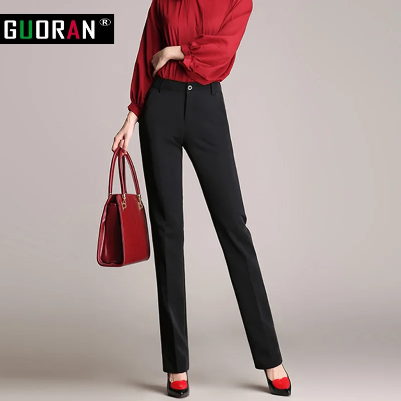 Брюки и капри женские костюмные Свободные повседневные длинные прямые офисные