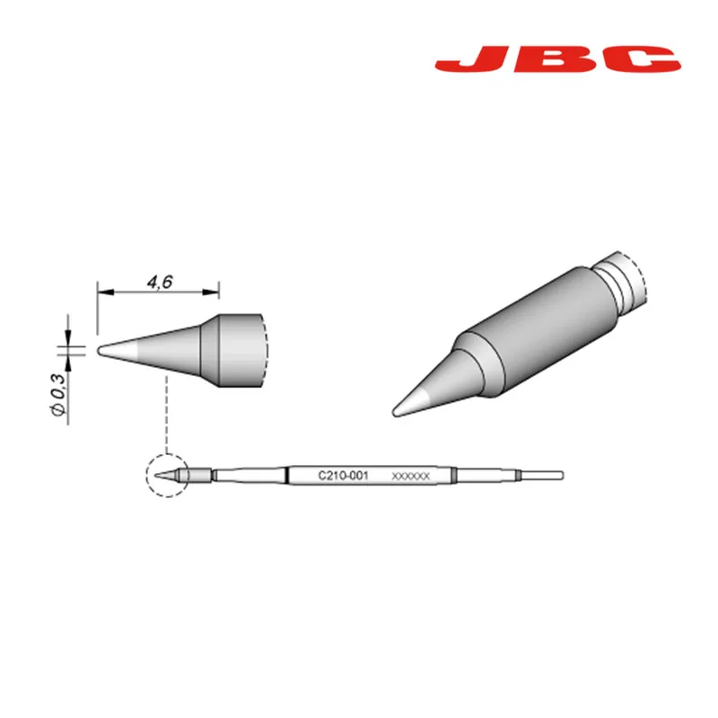 JBC C210-001 0.3mm Jyrkior JBC Precision C210 наконечник паяльника 210-020 210-001 210-009 конический наконечник оригинальная сварочная насадка для сварочных работ - Цвет: JBC C210-001 0.3mm