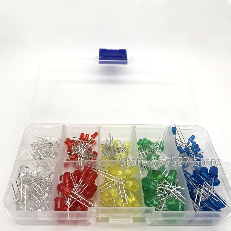 200pcs/box 3MM + 5MM in the Sets Kit Mixed 5 Color : F3 F5 White / Green Red Blue Yellow LED light emitting diode turn DIP | Лампы и
