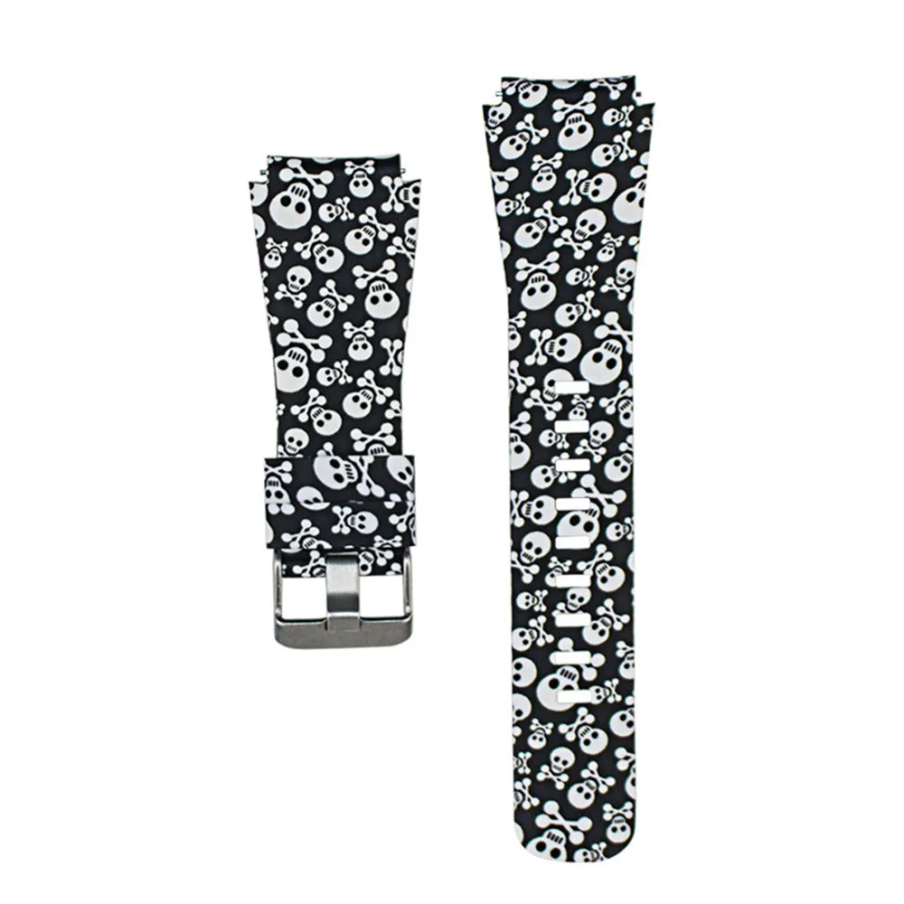 

22MM Strap for Samsung Gear S3 Skull Flower Silicone Watch Band Replacement Buckle Bracelet Belt for Samsung Galaxy 3 45mm/46mm