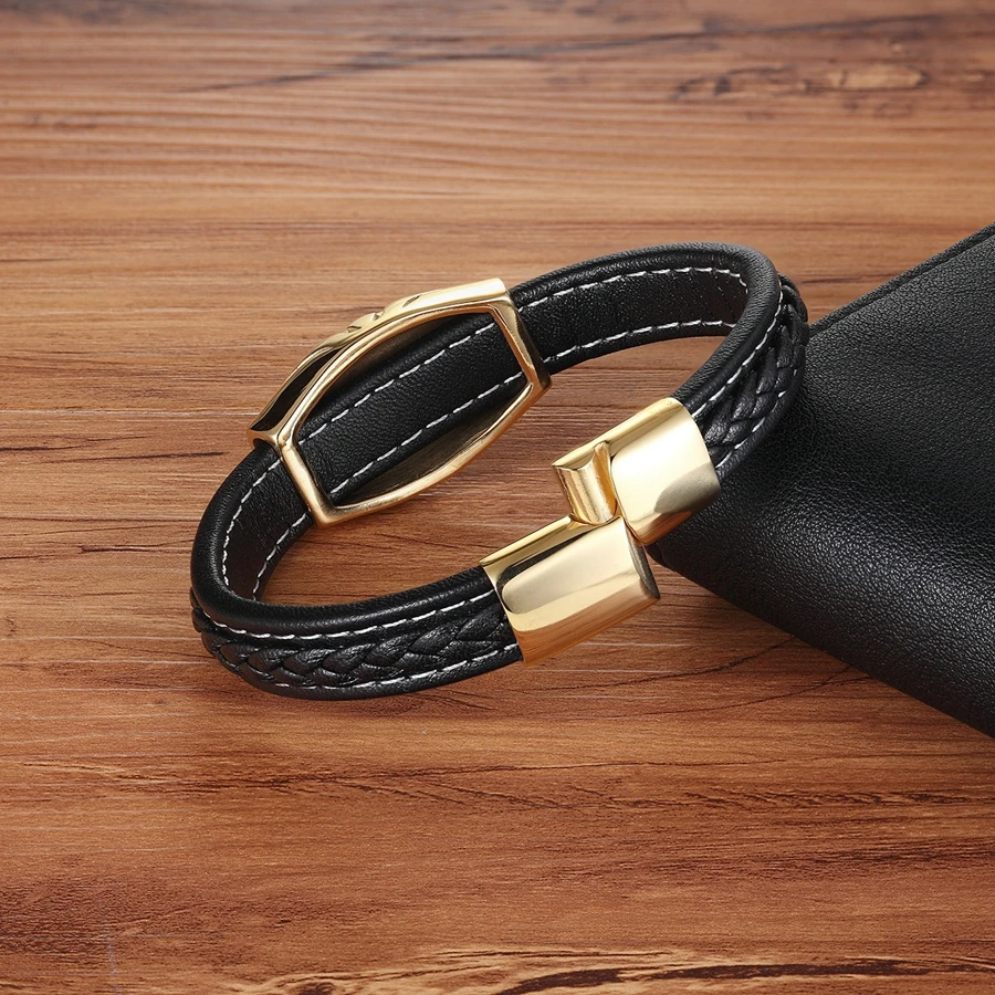 Браслет из натуральной кожи с геометрическим рисунком 19/21 см|Браслеты шармами| |