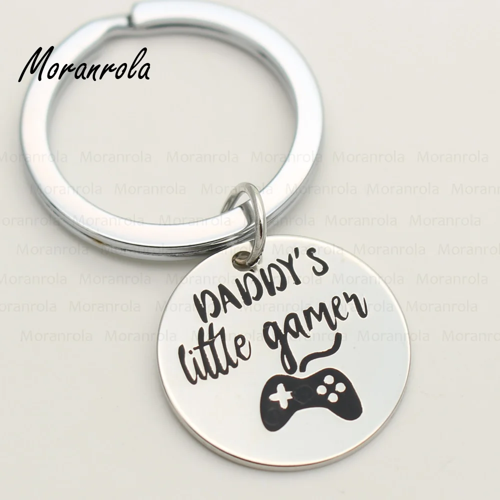 New arried &quotDaddy's Little Gamer &quotCopper silver necklace &ampKeychain charm Inspirational Jewelry Father's Day gift for daddy |