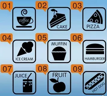 9 шт набор икон окно все наклейки еда Торт Пицца мороженое Маффин гамбургер сок