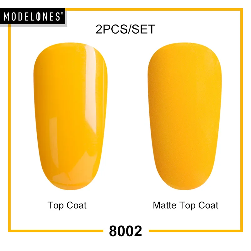 8002 MATTE TOP COAT Modelones, 2 шт./лот, Матовый верхний слой, набор гель-лаков для ногтей, сделай сам, матовый эффект, светодиодный Гель-лак для ногтей, наборы, Полупостоянный УФ-Гибридный гель - Цвет: 8002 MATTE TOP COAT