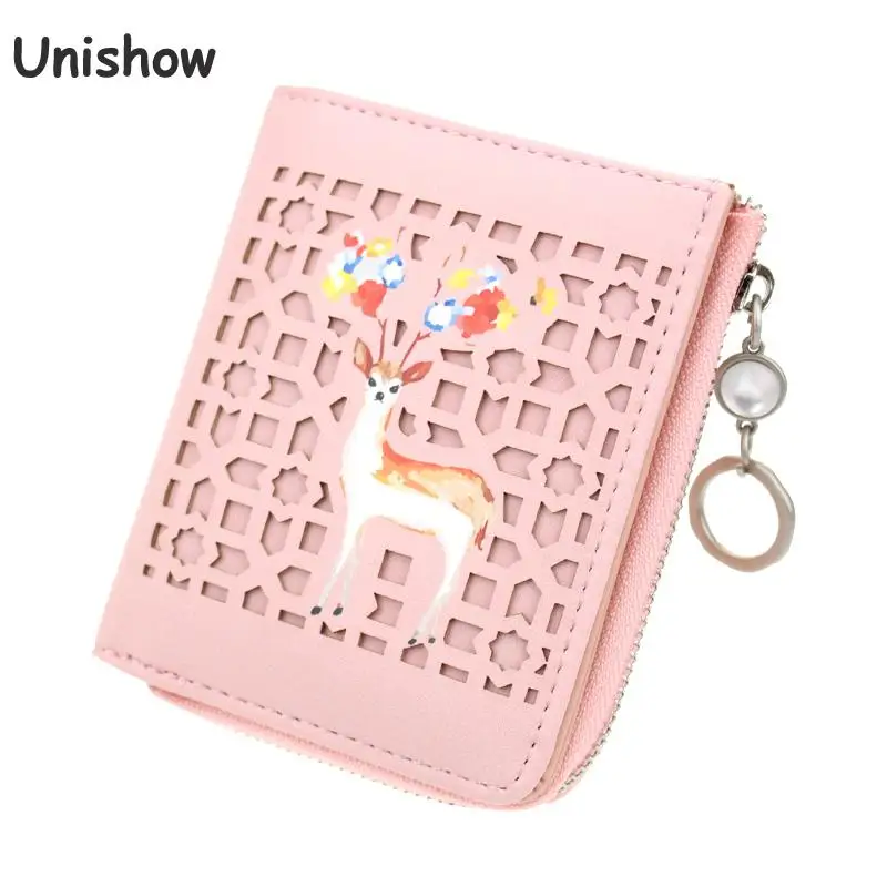 Маленький женский кошелек Unishow с принтом в виде оленя мини на молнии для девушек