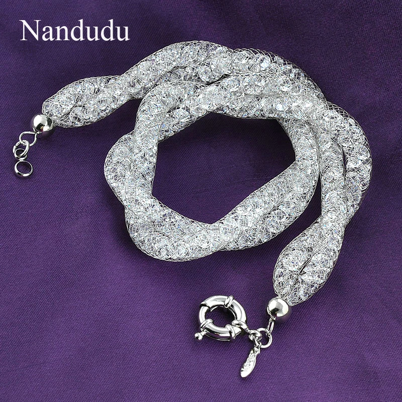 Nandudu Двухслойное колье из сетчатого материала прозрачное Кристальное ожерелье GP