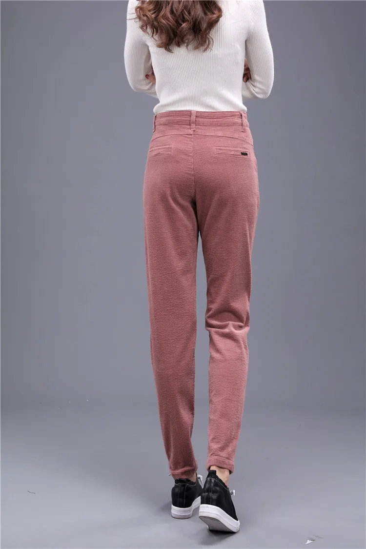 Осенние женские вельветовые брюки Pantalon Mujer с высокой талией, штаны-шаровары размера плюс, повседневные спортивные штаны, свободные зимние теплые штаны
