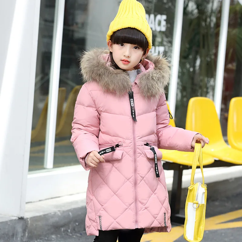 Новинка зимы 2017 длинные толстые пуховые парки для девочек куртка пальто модный