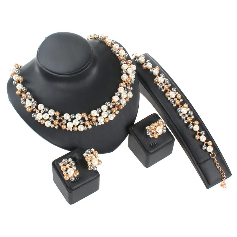 Женский классический жемчужный Топ золотого цвета с прозрачными кристаллами