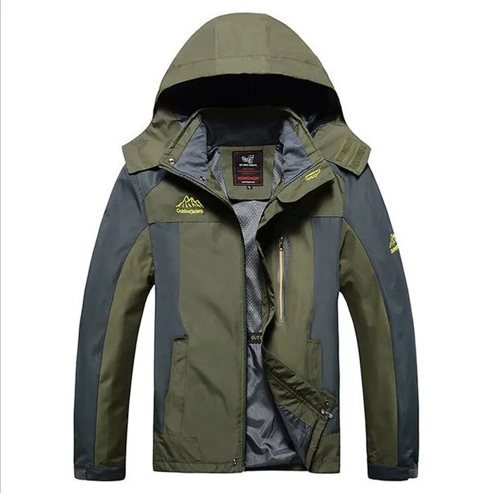 military Жутко и boror плюс Размеры 5XL, 6XL, 7XL, 8XL Демисезонный верхняя одежда с капюшоном manteau Весте Homme куртка мужская Водонепроницаемый ветровка человек пальто - Цвет: military
