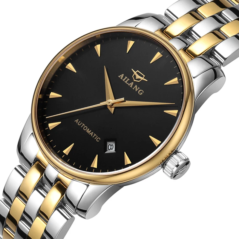 Часы AILANG для мужчин механические из стали водонепроницаемые простой с
