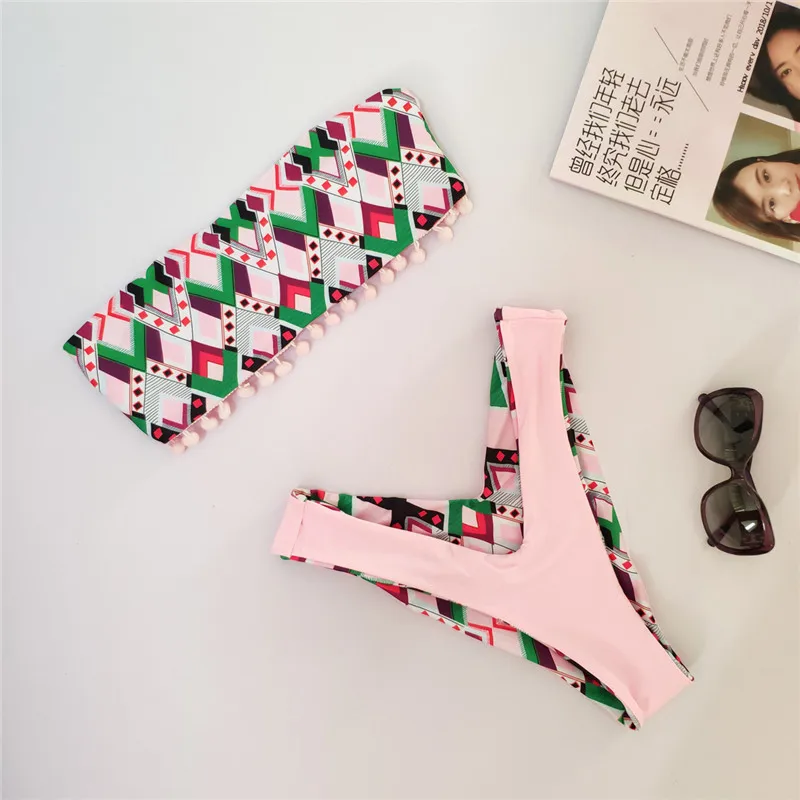 2019 сексуальное двустороннее бикини с принтом купальный костюм женский пуш-ап