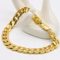 thick yellow gold filled mens womens bracelet cuban link chain 8 26 inches long