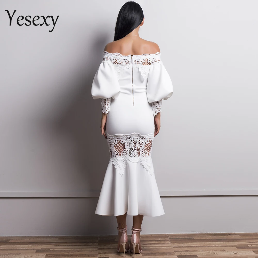 Женское кружевное платье Yesexy повседневное элегантное платье-Русалка с открытыми