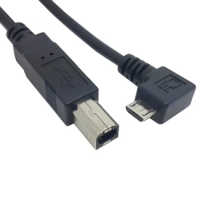 100 шт. 80 см Прямоугольный 90 градусов микро USB OTG к стандарту B мужской тип принтер