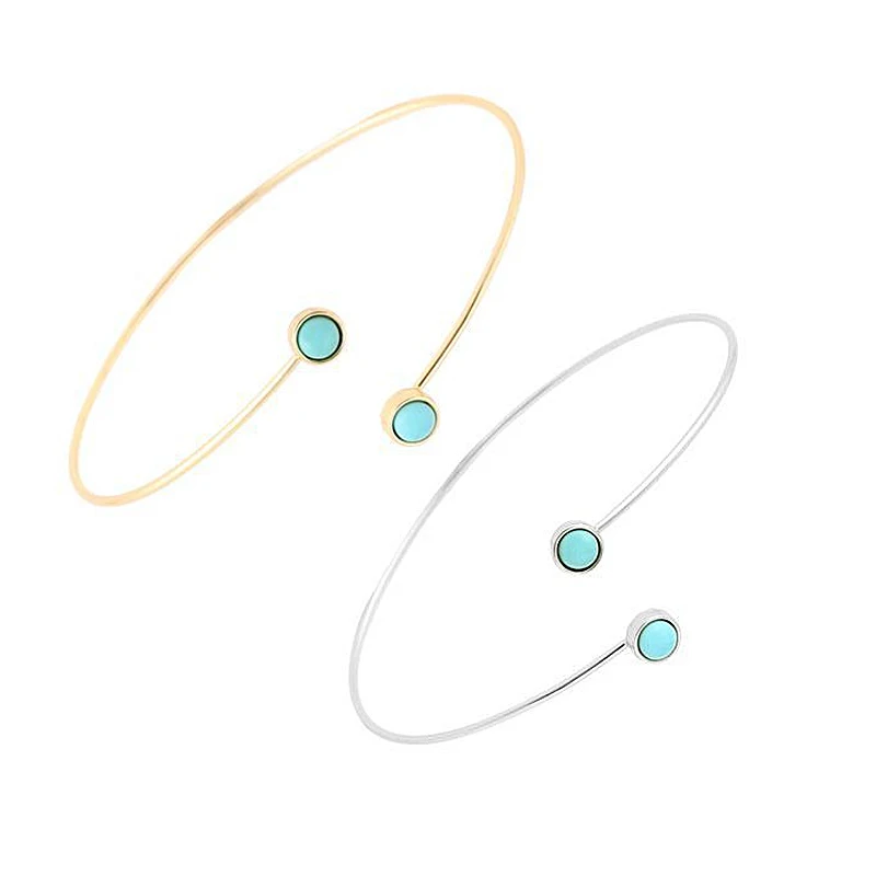 1 шт. новинка 2016 модные регулируемые браслеты с 2 БИРЮЗОВЫМИ камнями и голубым