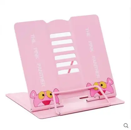 The Pink Panther 1 Kawaii Единорог Металлический регулируемый портативный держатель для книг для чтения складная подставка держатель книжная полка держатель для документов база канцелярские принадлежности - Color: The Pink Panther 1