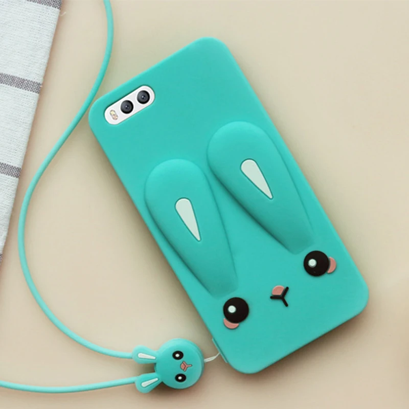Cute Color Printed Case for Xiaomi Mi Note 3 Soft Silicon Back Cover with Lanyard Funda |