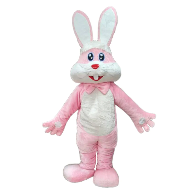 

Adult Furry Pink Bunny Rabbit Mascot Costume Carnival Festival Commercial Advertising Party Dress With A Mini Fan Inside Head