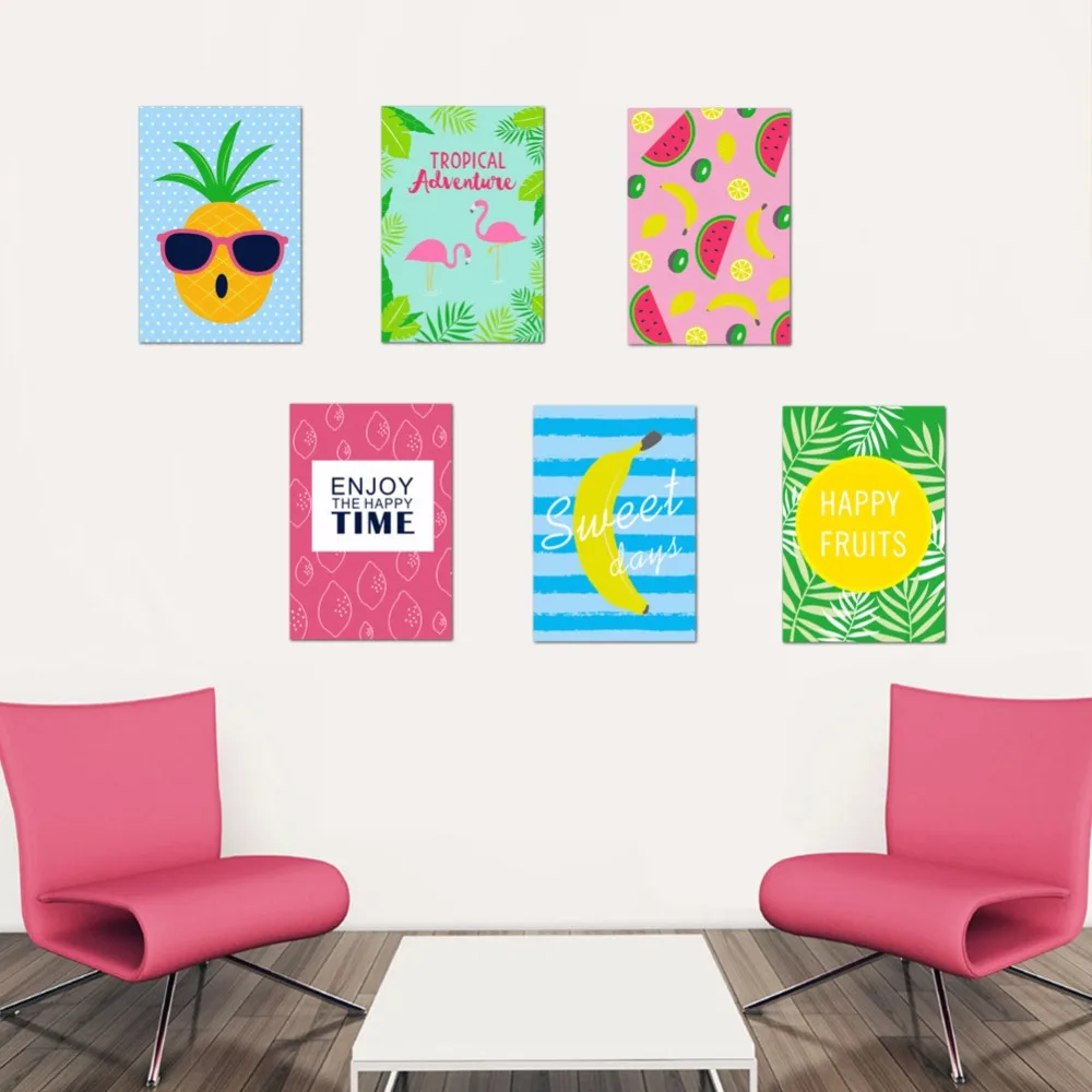 Мультяшный ананас лимонный банановый киви Фрукты арбуз настенные наклейки