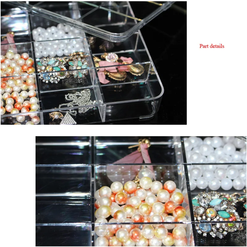 Прозрачный пластиковый ящик для хранения ногтей со стразами с крышкой украшения