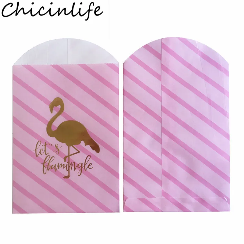 Chicinlife 10 шт. бумажные пакеты с фламинго для дня рождения конфеты печенья