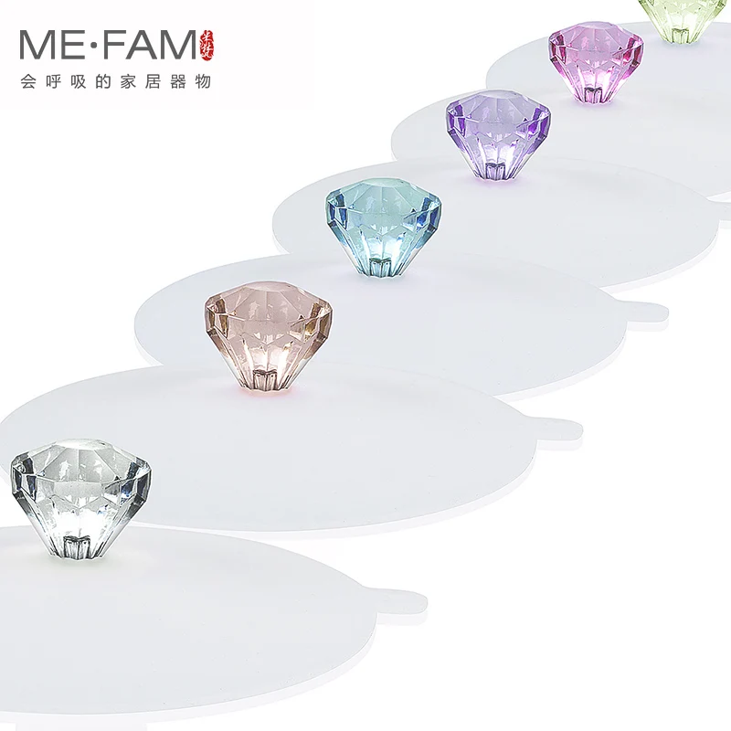 

Mug Cover Colorful Luxury Acrylic Diamond Handle Transparent Silicone Coffee Cup Lid Suction Seal Anti-dust Tea Copa Taza Cap