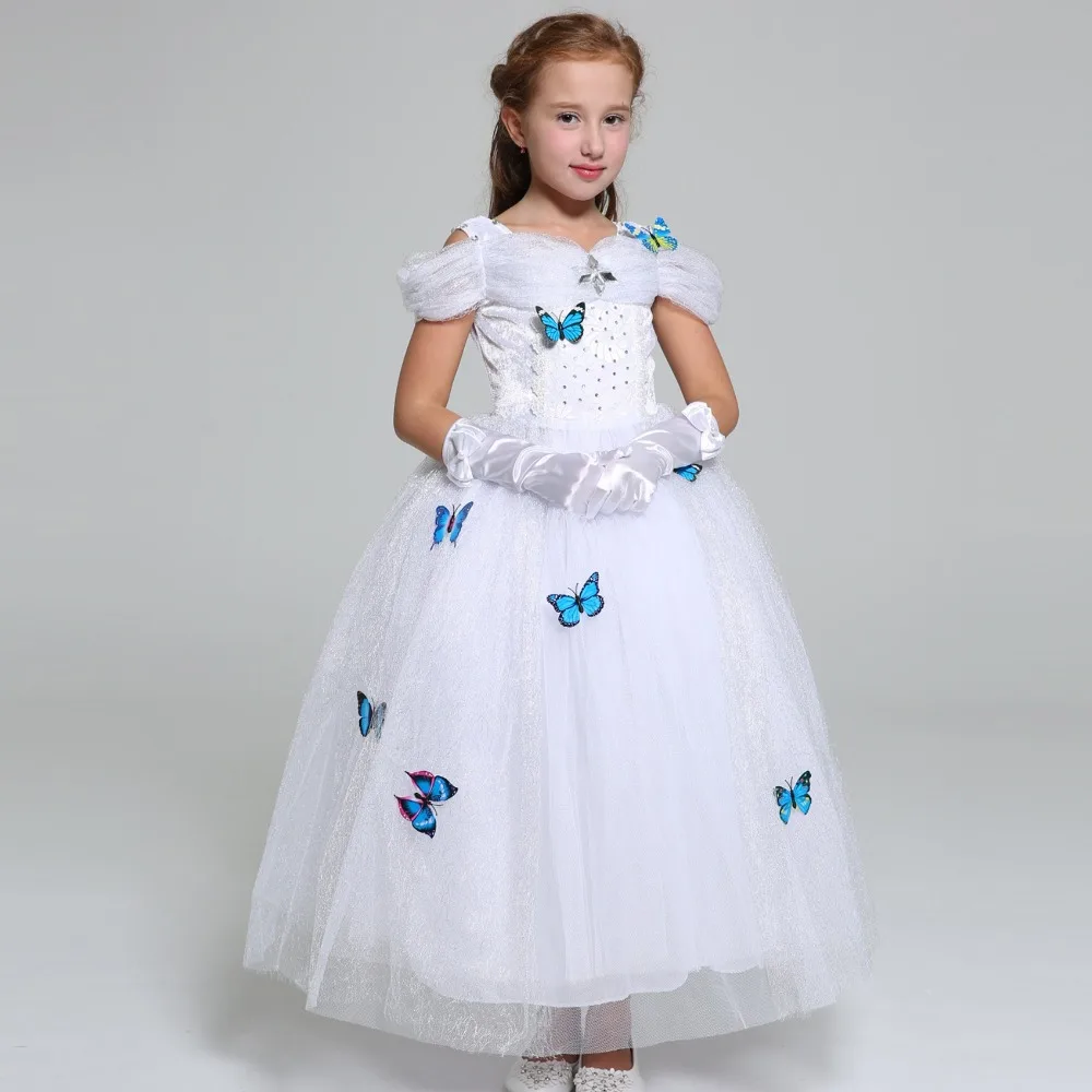 

Summer Belle Elsa cosplay costume kids princess Rapunzel Jasmine dress baby girls long Ball gown Children party wedding dresses