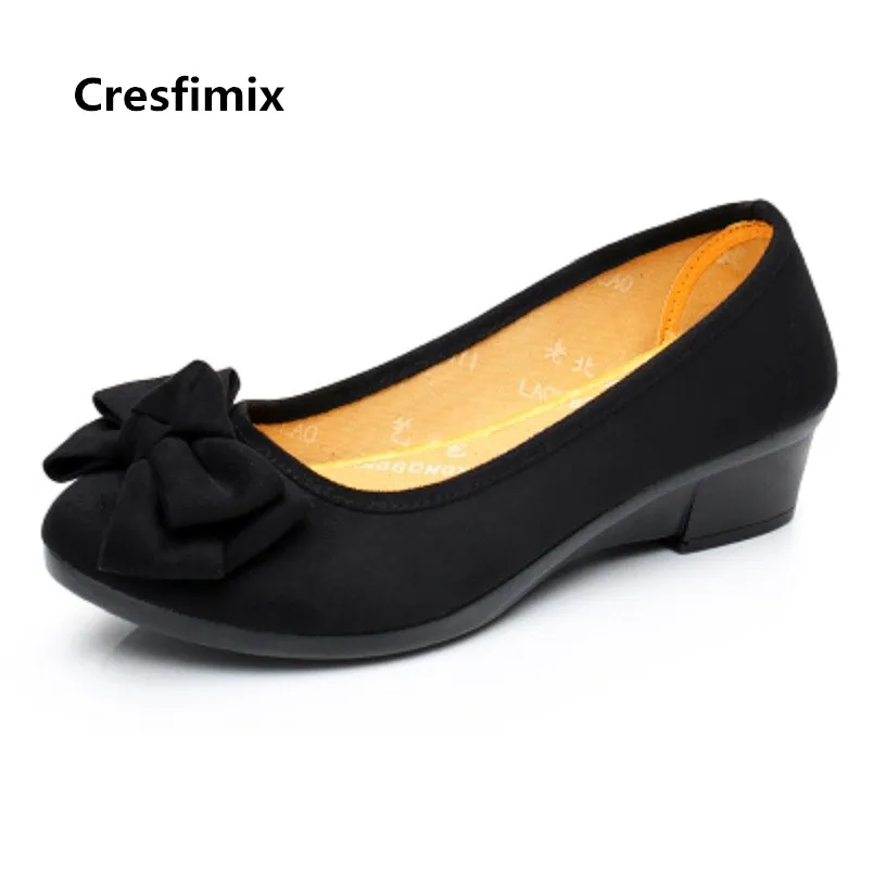 Cresfimix женские удобные слипоны с галстуком-бабочкой обувь на плоской подошке