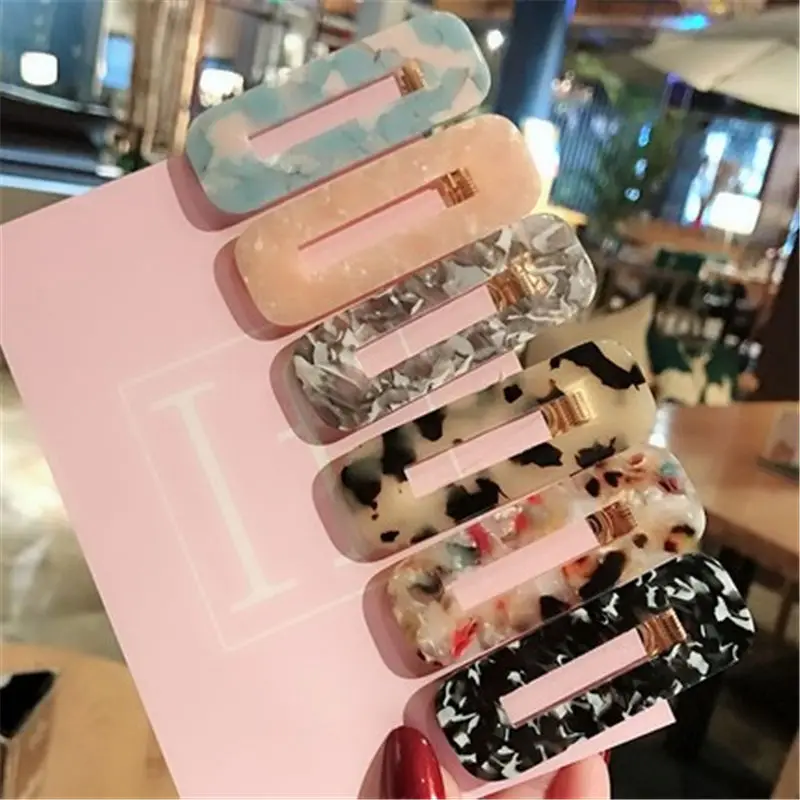 New Fashion Women Girls Acrylic Hollow Waterdrop Rectangle Hair Clips Tin Foil Sequins Hairpins Barrettes Headbands Accessories | Украшения