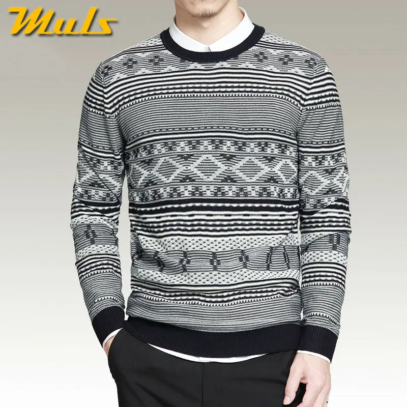 Muls on sale wool sweater men pullover autumn winter striped male ugly for black white Color MS2787 | Мужская одежда